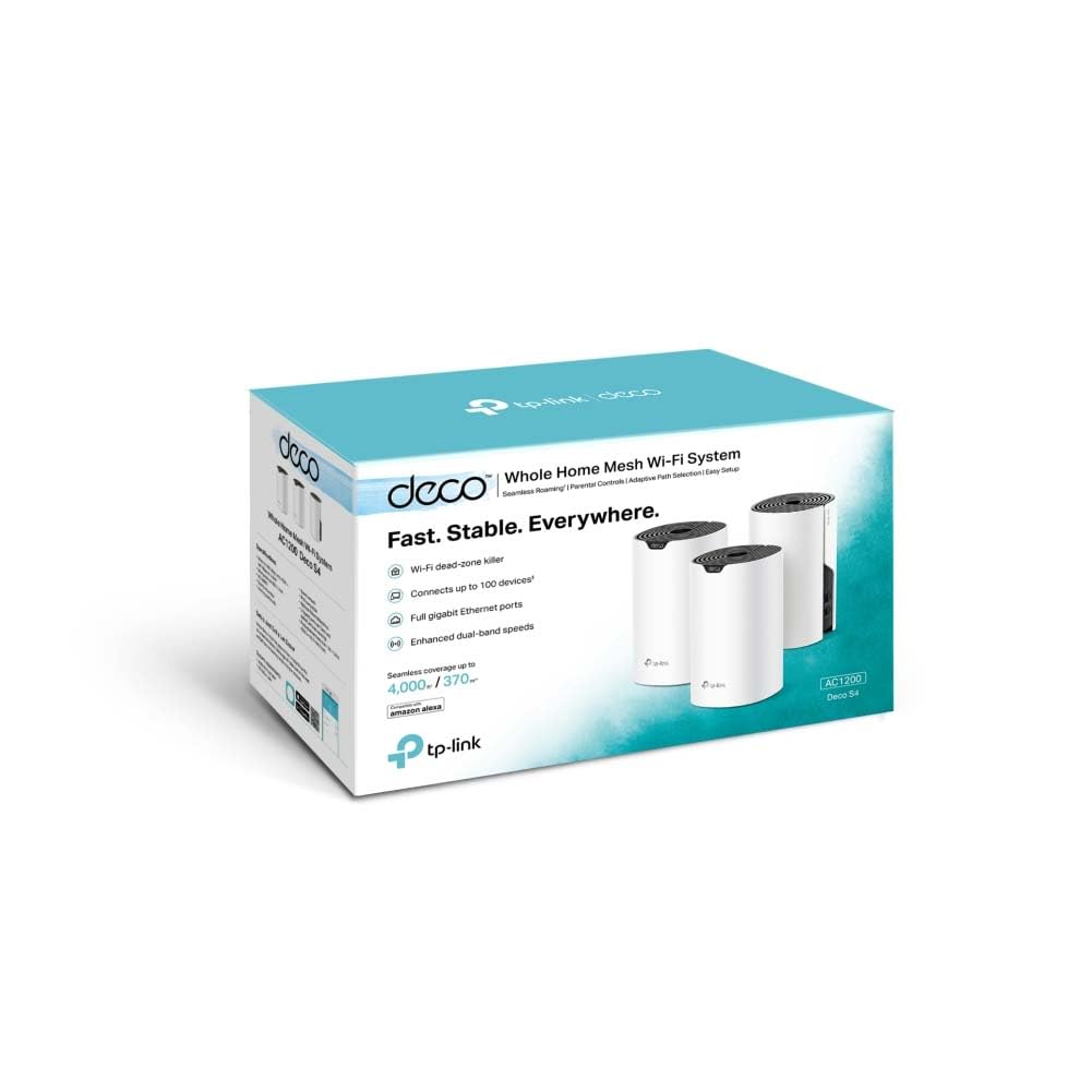TP-Link WiFi Mesh Sistemi Deco S4 (3 Confezioni) Veloce per Tutta la casa, Copertura Wi-Fi da 250 m2, Installazione Facile, Controllo parentale, Compatibile con Tutte Le Box Internet