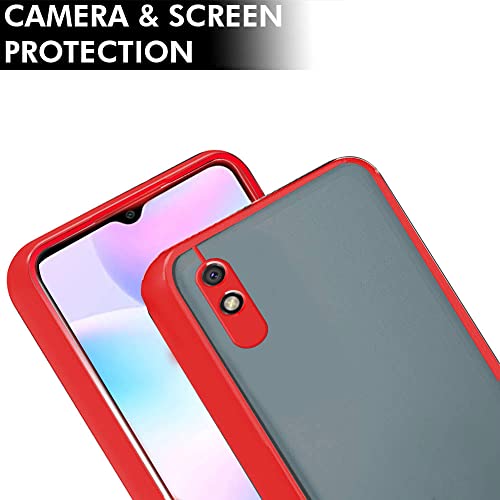 Image of TheGiftKart Basic Case for Xiaomi Redmi 9A 9i Sport (Polycarbonate, TPU Red Bumper)
