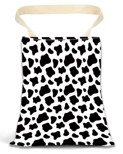 Image of Car Garbage Can, Car Trash Bag, Car Garbage Bag, Hanging Car Trash Can for Car Accessories, Vehicle, Travelling, Camping, Cute Car Back Seat Organizer, Black White Cow Print