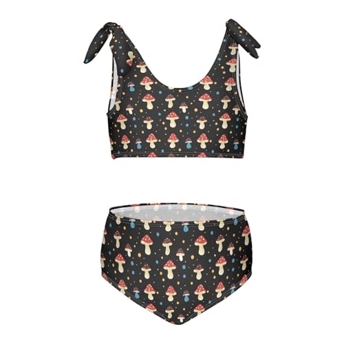 Image of Wusikd Pink Bows Girls Swimsuits Two Piece Hearts Ribbons Swimwear Bikini Set for for Girls Size 11-12T