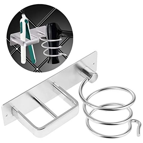 Hair Dryer Rack, Aluminum Hair Dryer and Straightener Rack, Wall Mounted Hair Dryer Rack Storage Shelf for Bathroom Bedroom Hotel Cover
