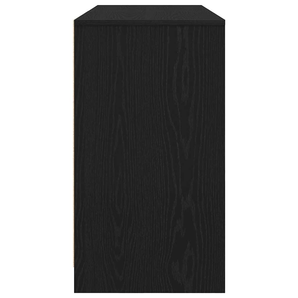 Scrivania Porta PC Rovere Nero 120x42x76 cm in Legno Tecnico | Tavolo da lavoro salvaspazio con scomparti integrati, ideale per organizzare studio, soggiorno o ufficio domestico.