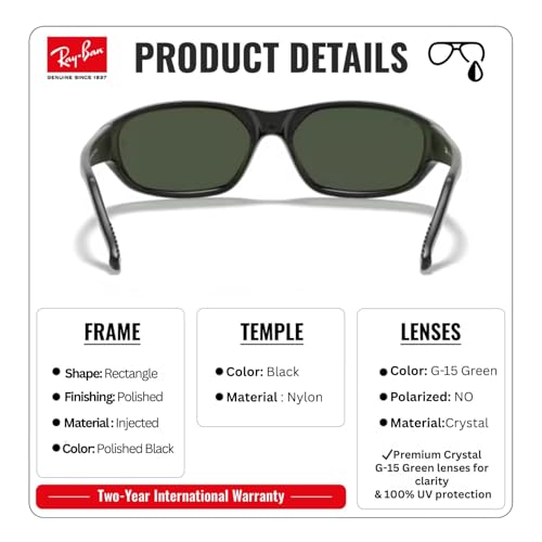 Image of Ray-Ban RB2016 DADDY-O Rectangle Shaped Sunglasses for Men & Women with Official RAYBAN Eyewear Kit