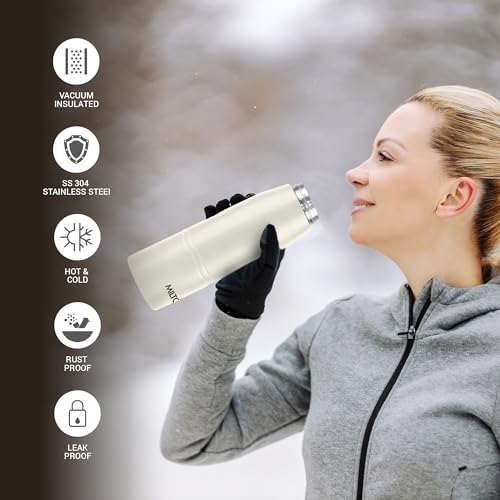 Image of Milton Sparkle 900 Thermosteel Water Bottle with Easy Sip Cap and Handle, 920 ml, Vacuum Insulated Stainless Steel, Hot and Cold, On The Go Bottle for Office College, Ivory