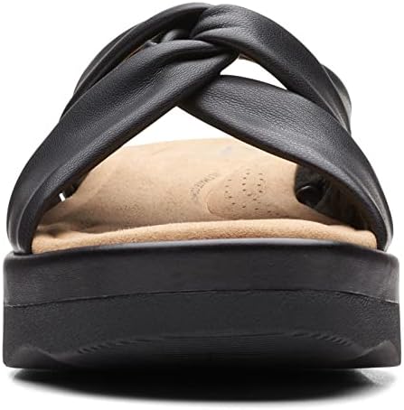 Clarks unisex adult Clara Charm Wedge Sandal, Black Synthetic, 8.5 US | Image 2