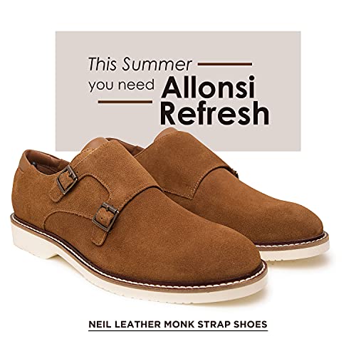 Neil | Genuine Leather Suede Dress Shoes | Luxury Men's Monk Strap Shoes | Handcrafted Trendy Casual Shoes | Lightweight EVA Sole | Brown, One Size Fits Most2