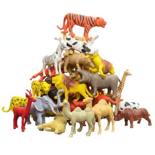 Image of ZESTHOME Jungle Animal Toys for Kids 3+ | 12PCS Forest Farm Forest Animal Action Figure Toy for Boys & Girls Birthday Gift for Children Wild Zoo Animal Set for Boys and Girls