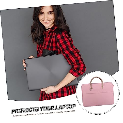 Sacoche d'ordinateur portable rose en polyester avec pochette de rangement pour notebook - 4