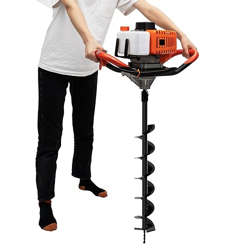 YIYIBYUS 52CC Post Hole Digger, 2-Stroke Auger Post Hole Digger, Gas Powered Earth Auger Borer Ground with Bits, Fence Earth A uger Digging Machine for Farmland, Plant, Garden
