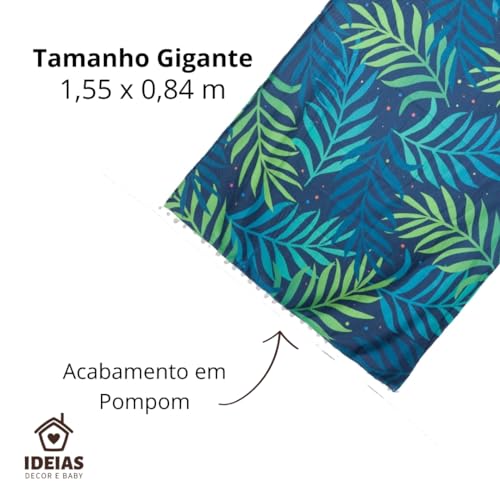 Toalha de Praia Grande Estampada Folhagens | Toalha de Piscina Toalhas de Praia com Pompom Toalha Su
