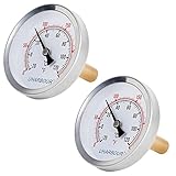 Uharbour 2-1/2' Dial Water Thermometer, Bi-Metal Temperature Gauge with 1-3/4' Lead-Free Brass Stem and 1/2' NPT Back Mount, Accuracy 2% Range 0-250°F / -20-120 °C（2pcs）