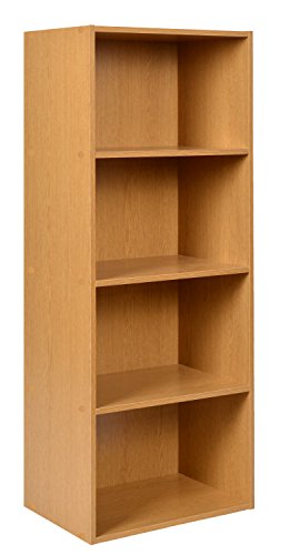 ts-ideen Standregal Bücherregal Aufbewahrung MDF in Eichen-Optik 4 Fächer CD-Regal 106 x 41,5 cm Cover