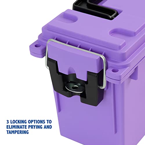 Image of Sheffield 12632 Ammo Storage Box, Stackable .30 Cal Field Boxes, Water and Dust Resistant, Lockable Storage Box with Handle, Secures Hunting Gear, Supplies, & Bullets, Made in USA, Purple(Pack of 6)