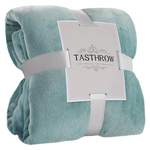 TASTHROW Turquoise Plaid Couverture Polaire Flanelle 130x150 cm, Grand Jeté de Canapé en...