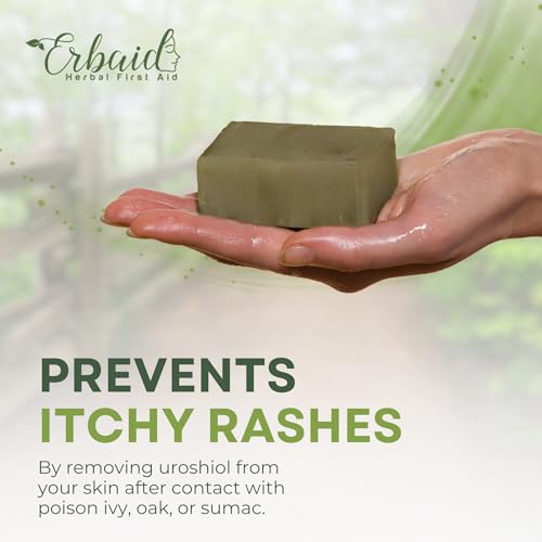 Image of Poison Ivy Soap Bar - All Natural Poison Ivy Treatment - Anti-Itch Skin Cleanser Wash for Poison Ivy, Poison Oak & Sumac - Removes Oils, Soothes & Relieves Rashes - 5oz Jewelweed Soap Made in USA