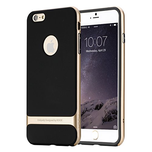 iPhone 6s Case,iPhone 6 Case,ROCK [Royce Series] - Dual Layer Ultra Thin Slim Case Cover for iPhone 6s/iPhone 6 4.7 inch - (Black + Champagne Gold)