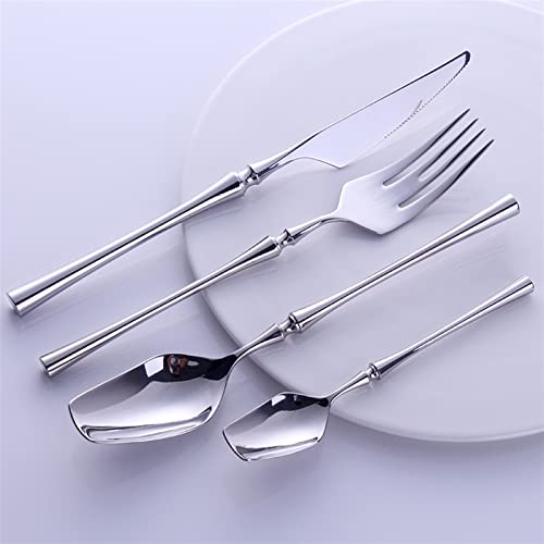 Juegos de Cubiertos 4 Piezas Vajilla de Plata Cubiertos portátiles Occidentales Cubiertos de Viaje de Acero Inoxidable Mango de Lujo Cuchillo Tenedor Juego de v