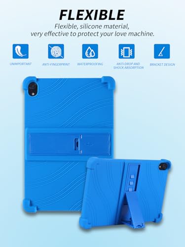 Étui tablette Yicty C48 C108 en silicone bleu 10 pouces avec support