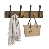 YMYNY Coat Hook Wall Mounted, Length 42CM Wall Coat Racks, Hooks Heavy Duty Solid Wood Wall Coat Rack, Hangers Rack, for Hat Towel Bag Robes Purses Clothes Hooks, Rustic Brown HWS005H