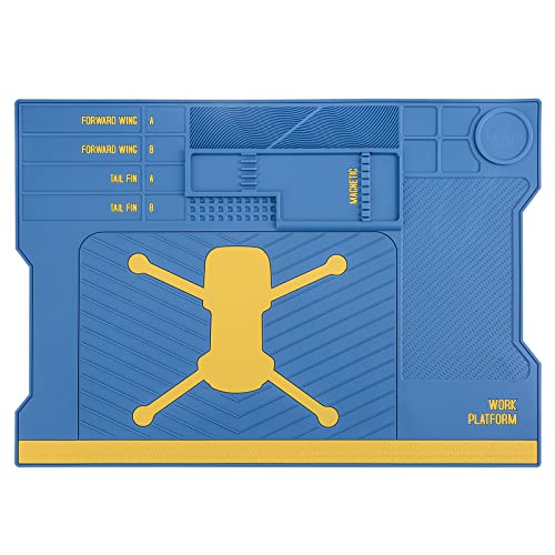 Drohne Lötmatte Silikon Große Arbeitsmatte 500℃ Hitzebeständige Magnetisch Reparatur Matte Antistatisch Silikonmatte Arbeitsunterlage mit Lineal und Schraubenkerben (51.5 x 36.5cm) Cover