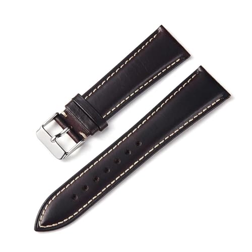 Correa de reloj de cuero vintage con cera de aceite y hebilla elegante de 20mm