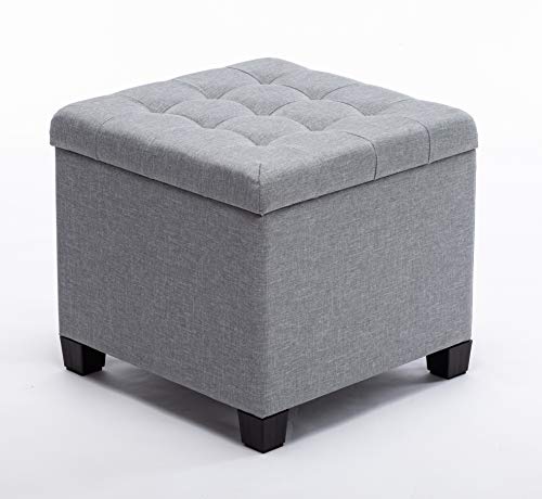 HNNHOME® - Otomana de almacenamiento, forma de cubo, 45 cm, de lino,...
