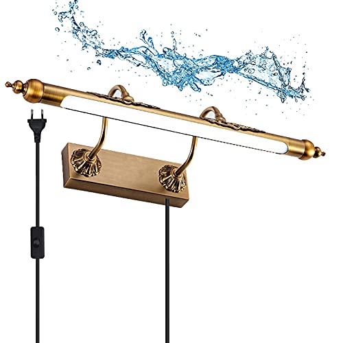 Lampe Miroir Salle Bain, Lampes Miroir LED Vintage 10W avec Interrupteur et Prise Dimmable Réglable 900LM Lampes Vanité LED pour Miroir Acrylique pour Éclairage Maquillage Coiffeuse, 51CM
