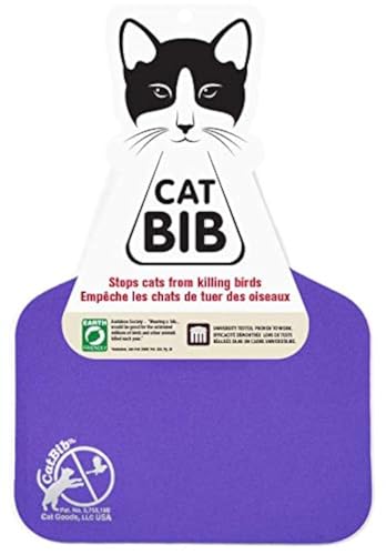 CatBib Bird Saving Cat Collar, Prevent Cats from Catching & Killing Birds, Anti Hunting Colorful Bib to Save Birds & Other Wildlife (Large, Purple)