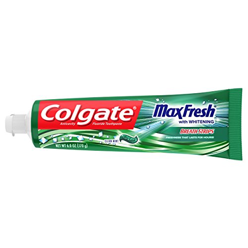 Colgate Max Fresh Whitening Toothpaste With Breath Strips, Clean Mint, 6 Ounce Tube, 4 Pack #TOP6