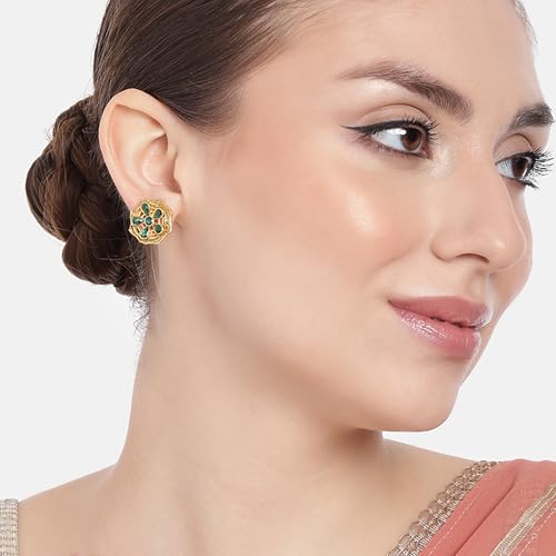 Image of Estele Elegant Flower CZ Stud Earrings with Matte Finish for Women