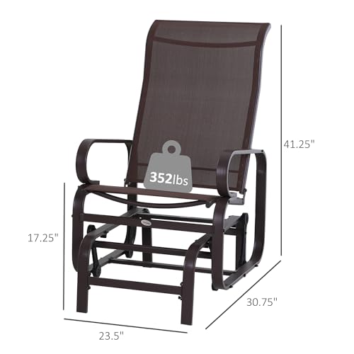 Outsunny Outdoor Glider Chair, Gliders for Outside Patio with Smooth Gliding Mechanism and Lightweight Construction for Backyard - Image 4