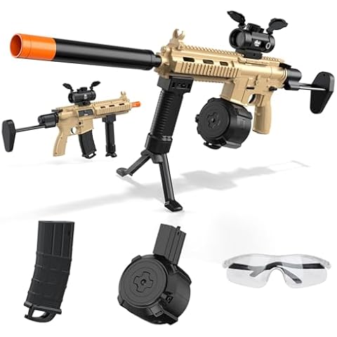 Gel Toy Gun Blaster Automatic, Electric Splatter Ball Toy Gun with Goggles, Toy Gun Fun Shooting Games, Yellow Cover