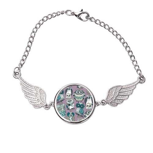 Bracelet hibou et ailes d'ange en métal taille M, le cadeau idéal