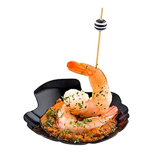 Restaurantware 3.3 Inch Shell Appetizer Plate 100 Disposable Plastic Appetizer Plate - Sturdy Shell-Shaped Black Plastic Cocktail Plates Perfect For Serving Amuse Bouche And Hors D'oeuvres