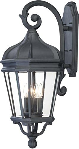 Minka Lavery Outdoor Wall Light 8693-66 Harrison Cast Aluminum Exterior Wall Lantern, 240 Watts, Black