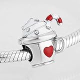 Pulsera Charms Abalorios Pastel Redondo De Bastón De Caramelo Cuenta De Esmalte Rojo Plata De Ley 925 Colgantes Finos Pulsera Fabricación De Joyas Niñas Adolescentes Diy Encanto Original