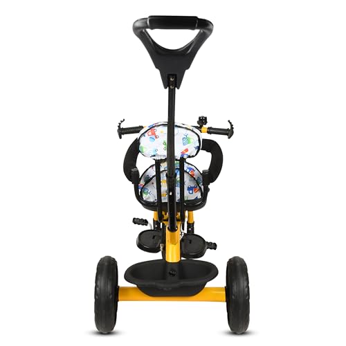Image of Tricycle 1 Years to 5 Years with Removable Safety Guard and Parental Control Back Side Push Handle with Rubber Tyre for Kid's CR07 (Yellow 3)