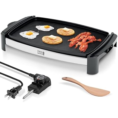 LEBENLANG - electric barbecue with 1500 Watt | Electric barbecue 4-8 persons | Portable XXL barbecue griddle for indoor use | Tepaniaky table barbecue electric barbecue for balcony | UL certified Cover