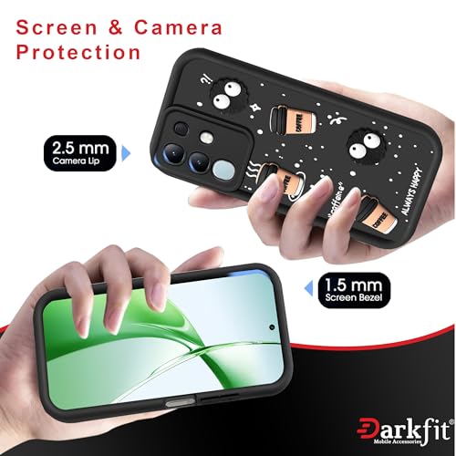 Image of DARKFIT Back Case Cover Compatible with Vivo T4x 5G | Cute Fun Cartoon Ball 3D Coffee Silicone Case | Body Protection | Camera Protection | Shock Proof | for Vivo T4x 5G | Color Black | Pack of 1