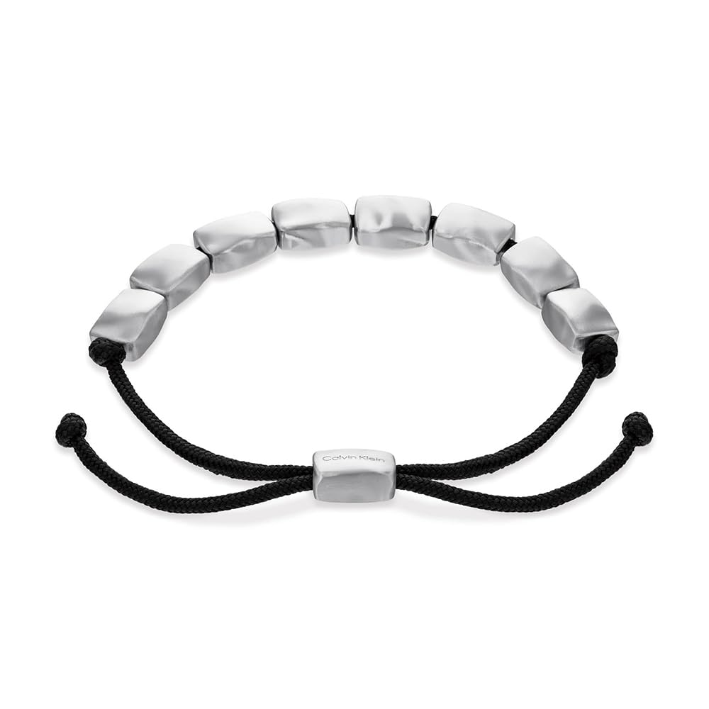 Calvin Klein Bracciale in Nylon con Acciaio Inossidabile da Uomo Collezione CK METALLIC WAVES - Disponibile in Versione Argento o GunMetal