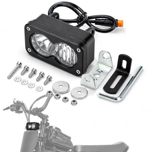 BEAROLNE LED Headlight Upgrade Kit Waterproof 3 Pin for Ridstar Q20/Q20 Lite/Q20 Pro with Mount Bracket Front Light Plug and Play Headlight 20W 6000-6500K High Beam Light (White)