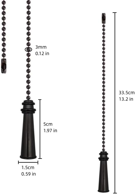 2pcs Ceiling Fan Pull Chain, Decorative Fan Pull Chain Pendant Extension, 12 Inches Lighting & Fan Beaded Ball Fan Pull Chain Extender Ornament with Connector