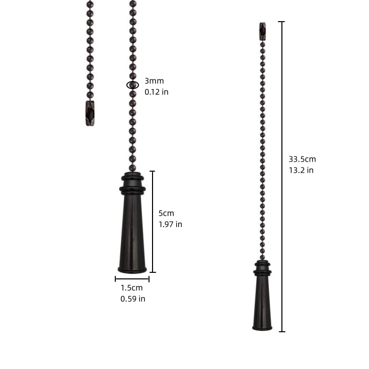 Image of 2pcs Ceiling Fan Pull Chain, Decorative Fan Pull Chain Pendant Extension, 12 Inches Lighting & Fan Beaded Ball Fan Pull Chain Extender Ornament with Connector