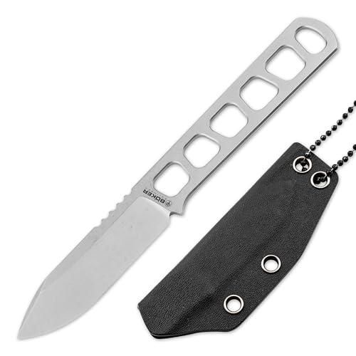 Böker SOLINGEN BFF Packlite Neck Knife - feststehendes Skelett-Messer mit Kydex-Scheide & Kugelkette - Ganzstahl Messer mit MagnaCut Droppoint Klinge - EDC Halsmesser ultra-leicht - Made in Germany