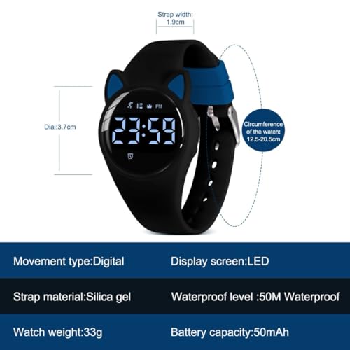Image of Kid's Watch,Boys Watch Digital Sport Outdoor Multifunction Chronograph LED 50M Waterproof Alarm Calendar Analog Watch for Children with Silicone Band
