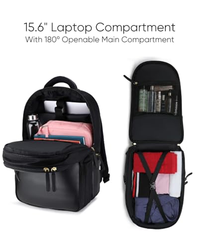 Image of RASHKI Aero Overnighter Backpack 15.6 inch Inch Laptop Travel Backpack for men and women with Rain and Dust Cover | USB Port (36 litres vegan leather) (Black)