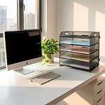 ECIC 5 Boîtes de papier Organisateur de la lettre de l'organisateur avec poignée-Mesh Desk Organisateur des fichiers, Trieuse de papier pour bureau, maison ou école, noir