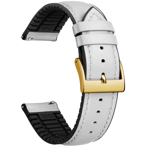 BINLUN Leather Silicone Watch Straps Quick Release14mm 16mm 18mm 19mm 20mm 21mm 22mm Breathable Micro-Perforated Leather Rubber Hybrid Watch Bands 6 Colours Men Women