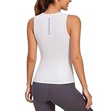 spocyclife Radtrikot Damen Ärmellos,Fahrradtrikot Atmungsaktiv Damen Rennrad Trikot Fahrradshirt Mountainbike Frauen Sport Shirts mit 3 Taschen Für Damen Tanktop, Cremeweiß, L