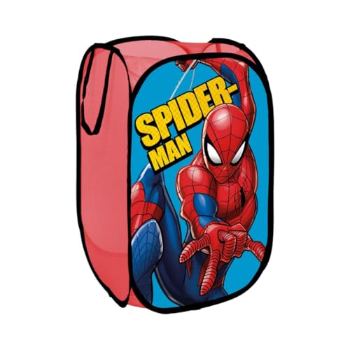 My sweety pop | Panier à Linge Enfant Spiderman | Panier à Linge Pliable Pop-Up | Décoration Chambre Spiderman Garçon Bleu et Rouge | Organiseur Textile Salle de Bain | 36x36x58cm